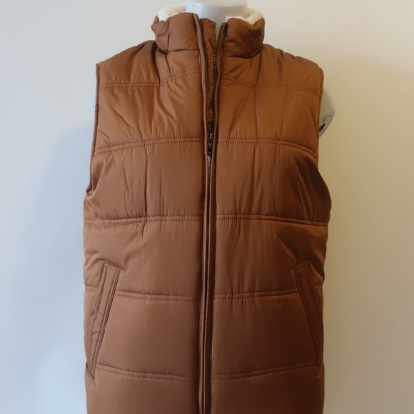 Mens Weatherproof Brown Cream Sherpa Lined Full Zip Vests S * - Picture 6 of 12